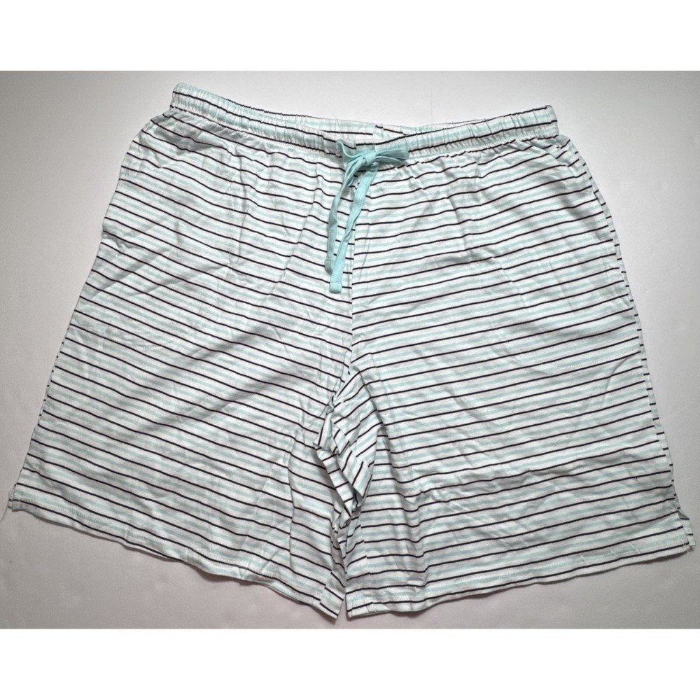Carole Hochman Womens Blue White Striped Cotton‎ Pajama Shorts Medium ZCH97720